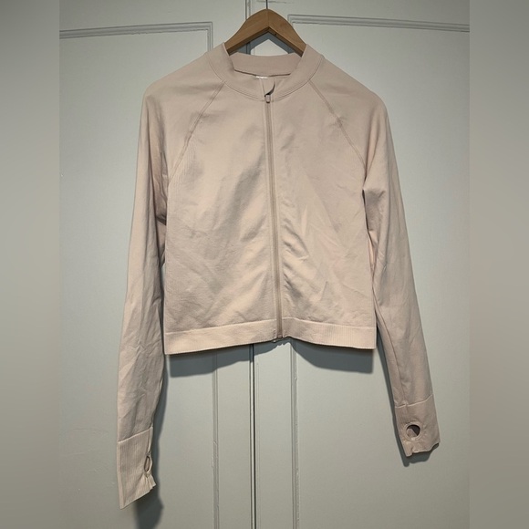 JoyLab Tops - Joy Lab Cream Fitted Long Sleeve Zip Up